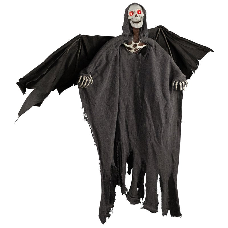 Animated Winged Grim Reaper Halloween Decoration - 50 Inch Lighted Indoor Outdoor Display