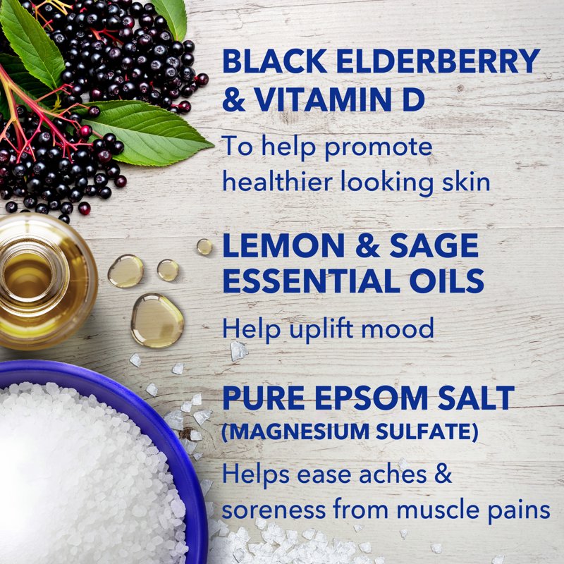 Epsom Salt Magnesium Soak with Black Elderberry & Vitamin D - 3 lbs