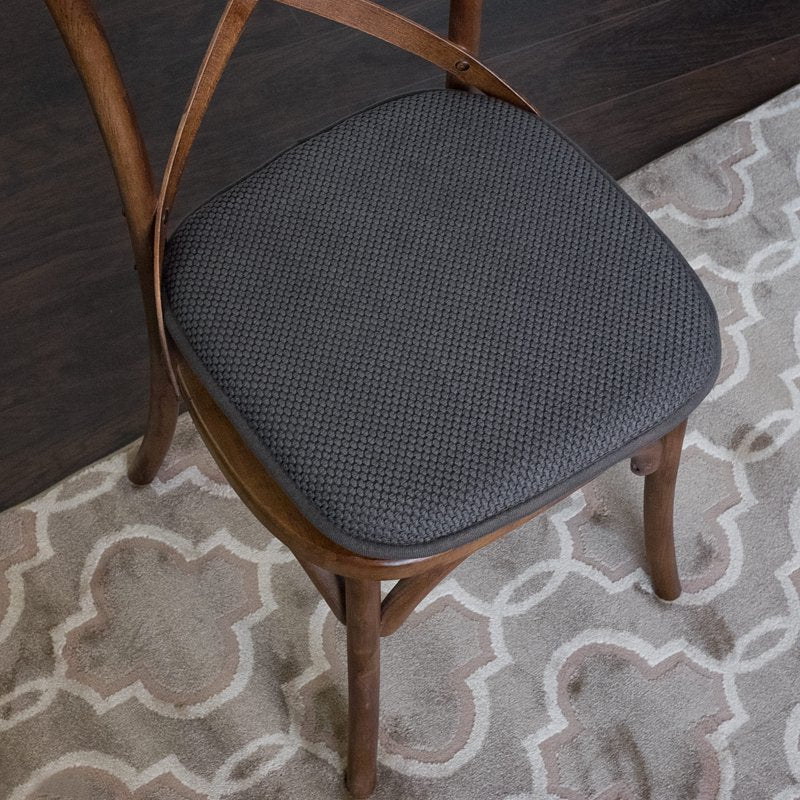Memory Foam Chair Pad 16" x 16" Non-Slip Back - Gray, 6-Pack