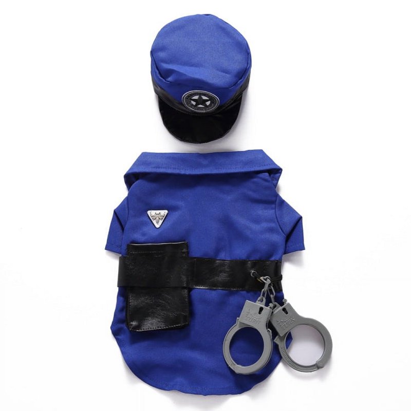 Pet Police Costume M - Dog Cat Halloween Cosplay Uniform, Wear-Resisting