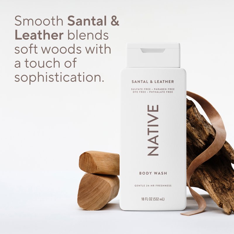 Santal & Leather Body Wash - Sulfate Free, 18 fl oz