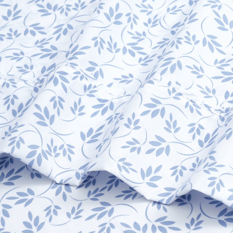 Mainstays Twin XL Microfiber Bed Sheet Set - Light Blue Leaves, 3 Piece