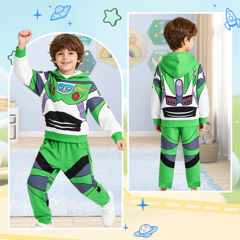 Kids Halloween Costume Toddler Boys Cosplay Outfit A02493-Green 5-6 Years
