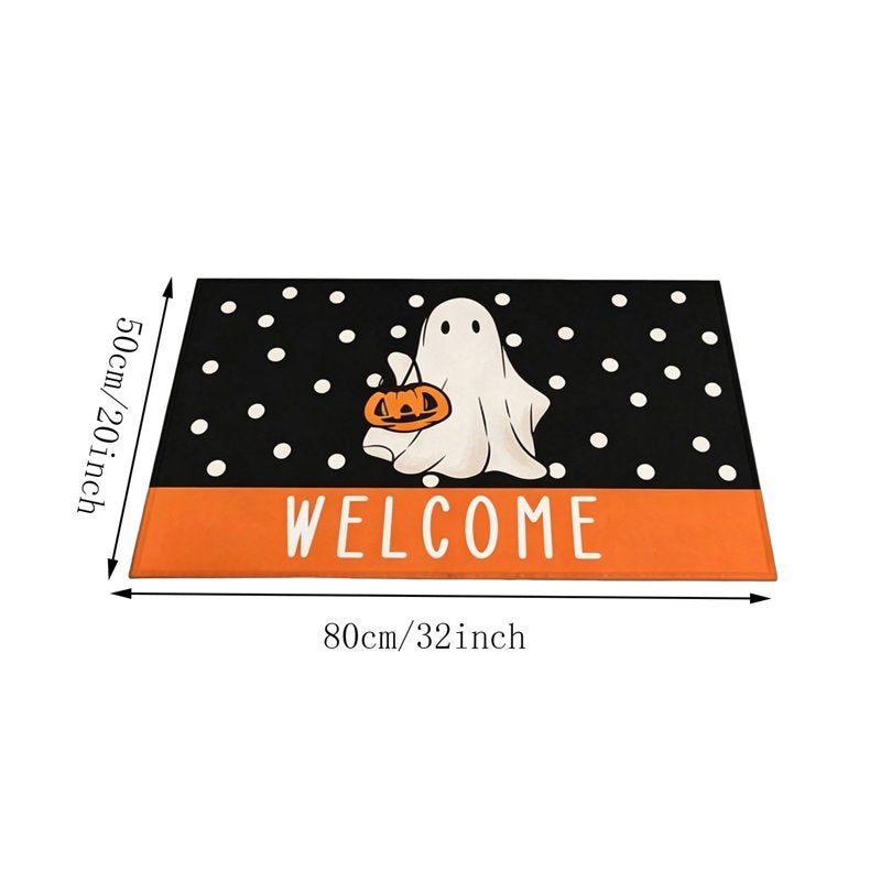 Halloween Doormat 32x20in Ghost Pumpkin Welcome Mat Indoor Front Door Decor - Dirt-Resistant