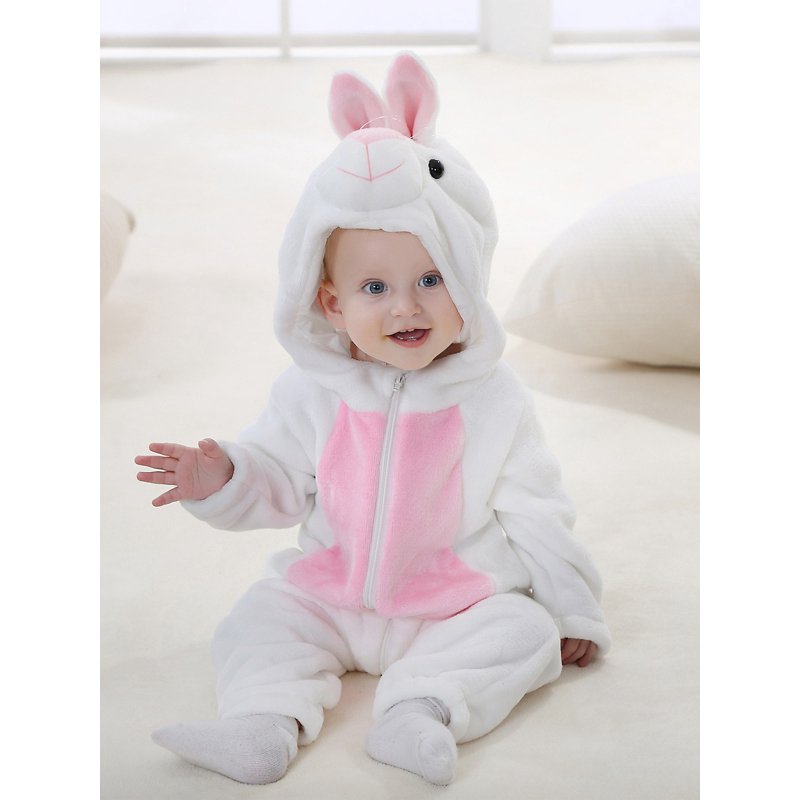 Baby Animal Costume Romper White Rabbit 18-24 Months - Unisex Fall Winter Cute Jumpsuit