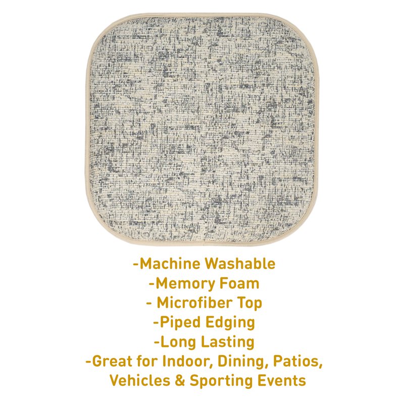 Memory Foam No Slip Chair Pad Cushion 6-Pack - Cream Blue