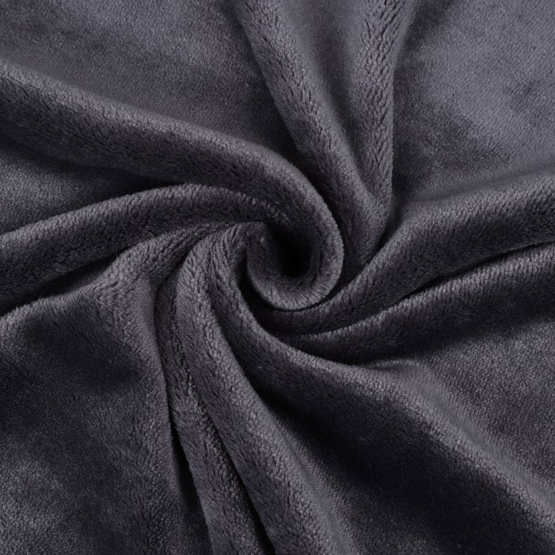King Size Flannel Fleece Blanket Soft Luxury Hemmed Slate Gray 50x60"