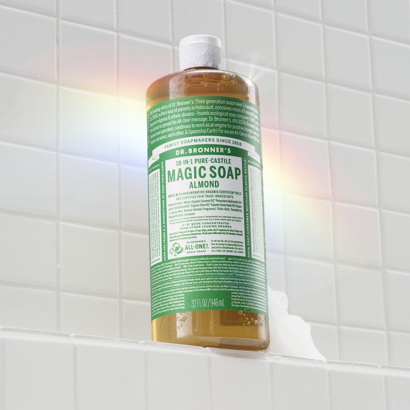 Almond Pure-Castile Liquid Soap - Concentrated Organic Body Wash, 32 fl oz