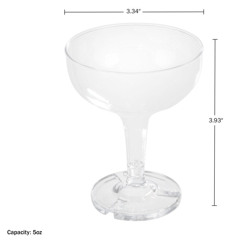 100-Pack 5oz Reusable Plastic Champagne Glasses - Shatterproof