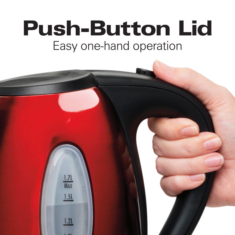Electric Kettle - Fast Boiling 1.7L Stainless Steel - Red