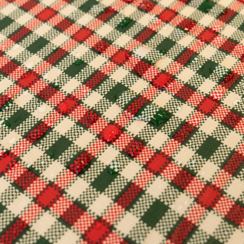 Elastic Fitted Vinyl Table Cover with Flannel Backing - Gingham Plaid, 2 Pack, 6Ft