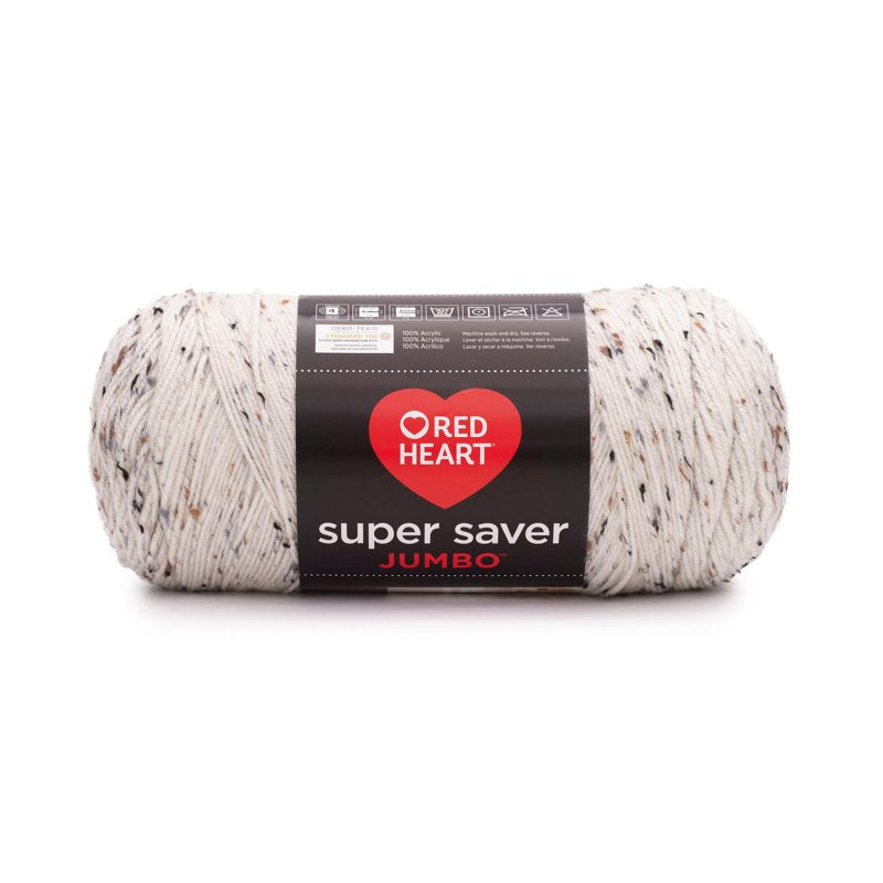 Red Heart Super Saver Jumbo Yarn 2 Pack - Aran Fleck, Medium #4 Acrylic, 10oz/283g