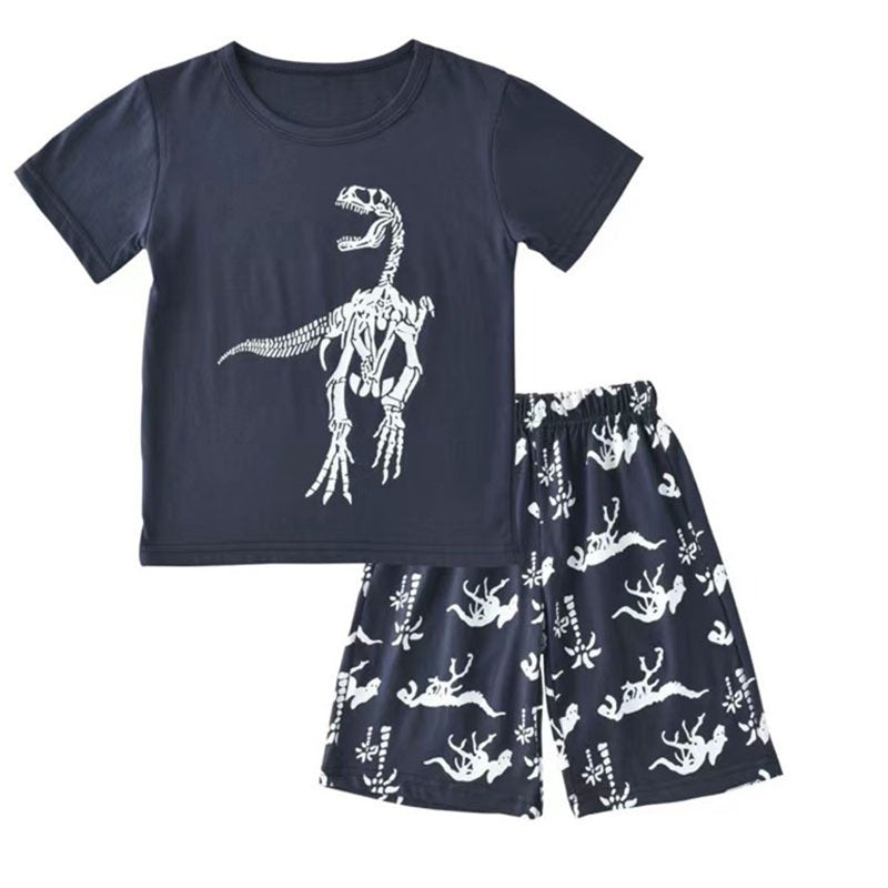 Toddler Boys Dinosaur Pajama Set Navy 4-5 Years Summer Clothes