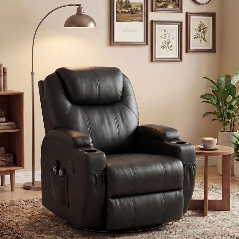 Swivel Rocker Recliner Chair with Massage - Multiple Colors