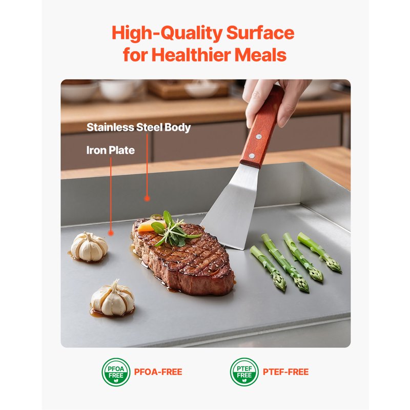 Commercial Electric Griddle - 17.72" x 11.81" Stainless Steel Flat Top Grill