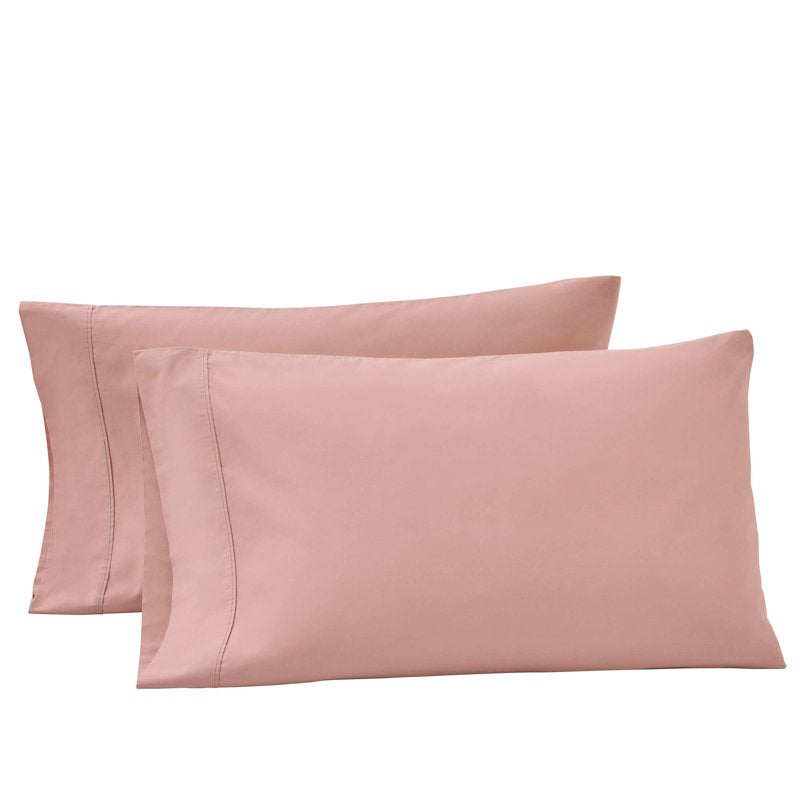 King Size Cotton Percale Pillowcases - 2 Pack, Antique Blush, 300 Thread Count