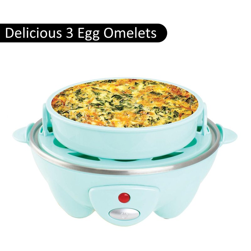 Electric Egg Cooker - 7 Egg Capacity with Auto Shut Off, Blue
