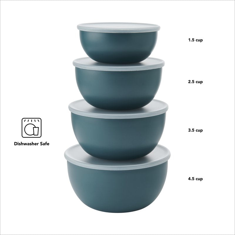 7-Piece Plastic Nesting Mixing Bowl Set with Lids - Agave