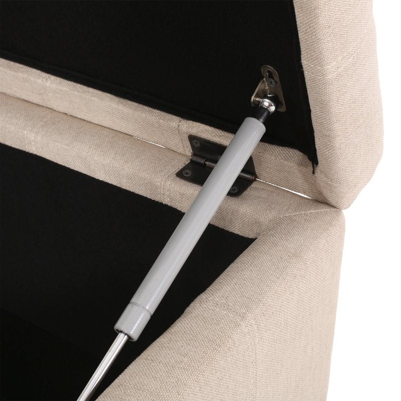 Contemporary Tufted Fabric Storage Ottoman with Soft-Close Lid