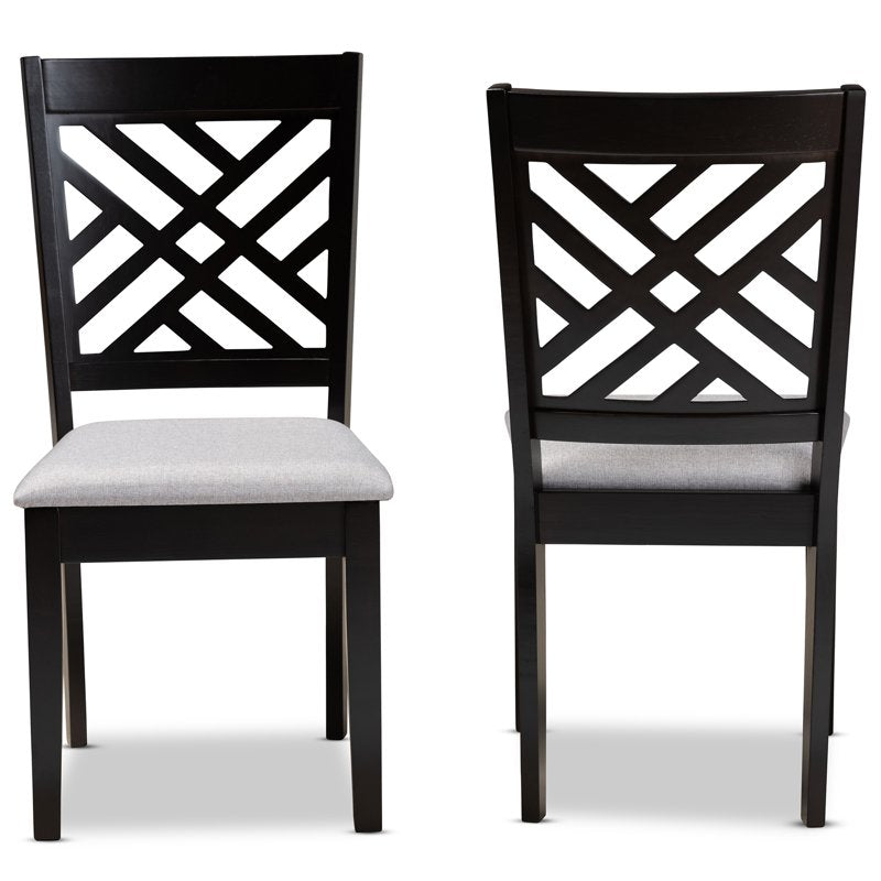 Modern Grey Upholstered Dining Chair Set - Espresso Finish - 2-Piece
