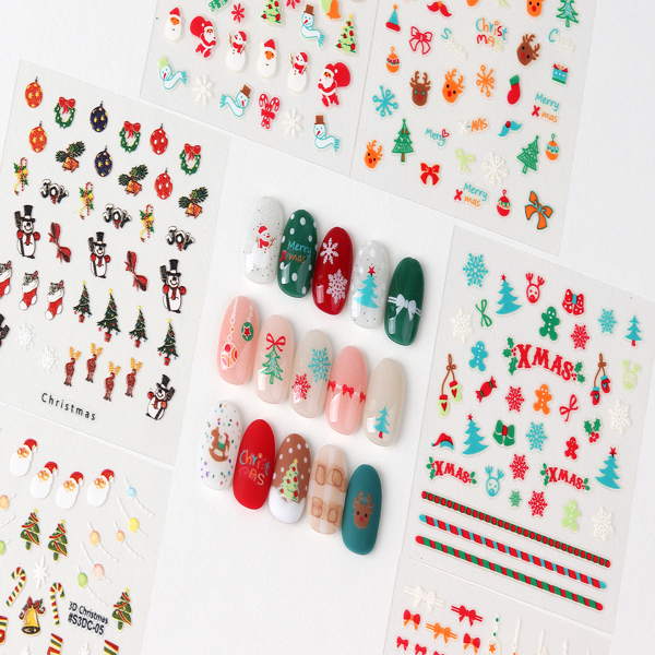 30 Sheets 3D Christmas Nail Stickers - Festive Holiday Nail Art Decals