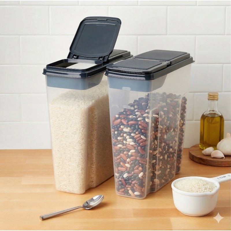 2-Pack Plastic Cereal Keeper Storage Containers - Dark Gray Lid