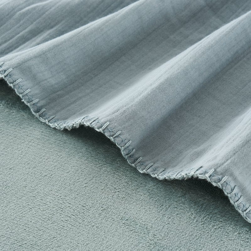 King Green Muslin Flannel Bed Blanket - Reversible Lightweight Throw