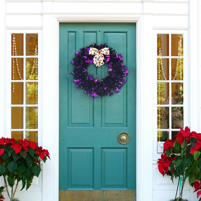 Halloween Wreath for Front Door - Spooky Fall Home Decor - B