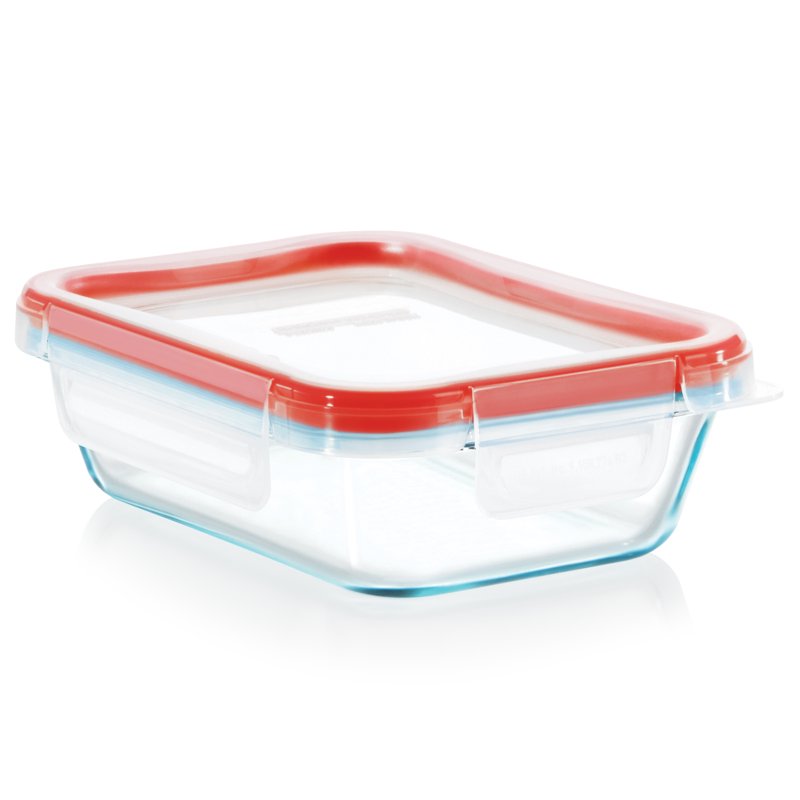 2-Cup Rectangle Glass Food Storage Container with Lid - 16 oz