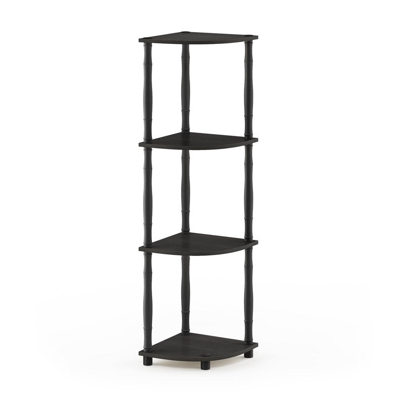 4-Tier Corner Display Rack - Multipurpose Shelving Unit - Espresso/Black