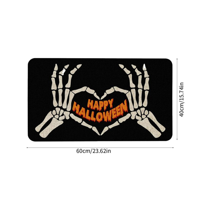 Halloween Door Mat Spooky Entryway Rug Non-Slip Pumpkin Decor 23.62x15.75in Black A