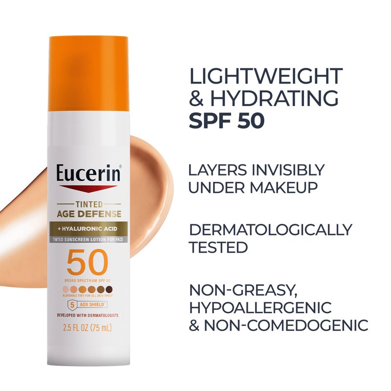 Tinted Face Sunscreen Lotion SPF 50 with Hyaluronic Acid - 2.5 fl oz
