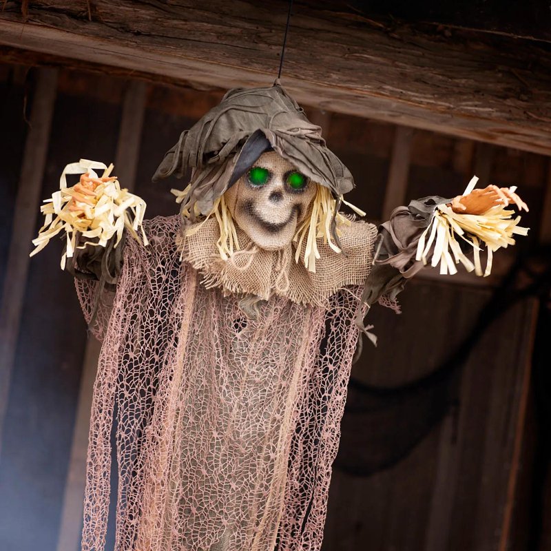 Light-Up Hanging Skeleton Scarecrow Decoration - Halloween Outdoor Decor