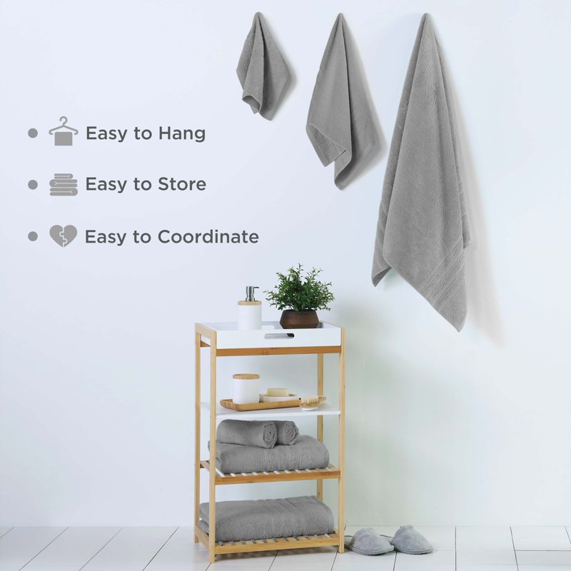 Martex 6-Piece Cotton Towel Set - Soft & Absorbent Bath Towels - Monument Grey