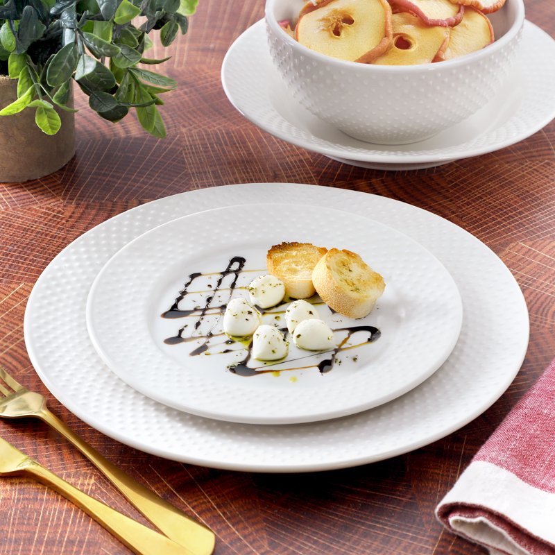 16-Piece Hobnail Double Bowl Porcelain Dinnerware Set - Kim