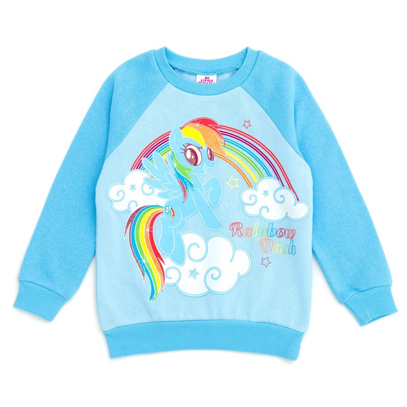 Toddler Girl Rainbow Dash Unicorn Fleece Sweatshirt & Cosplay Hat Set - Blue 4T