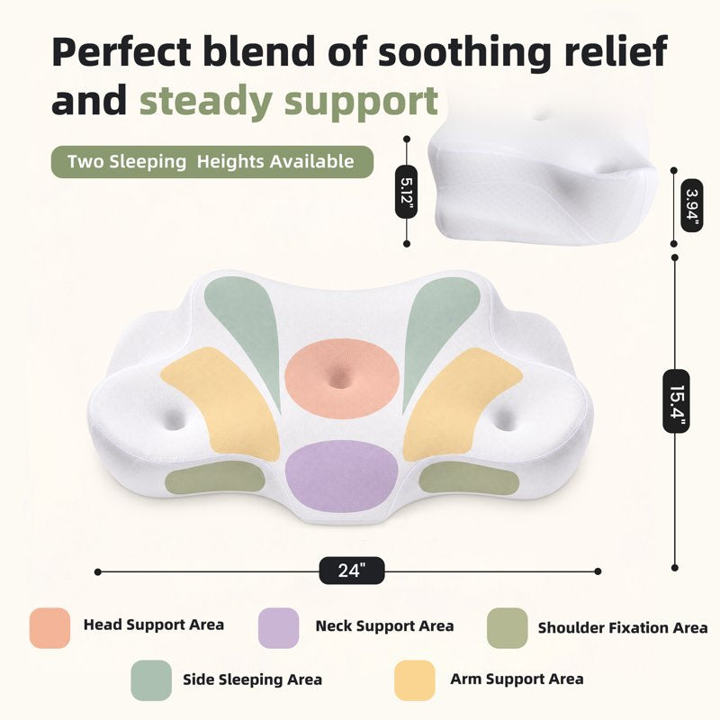 Ergonomic Cervical Pillow 24x16 Inch Memory Foam Neck Pain Relief
