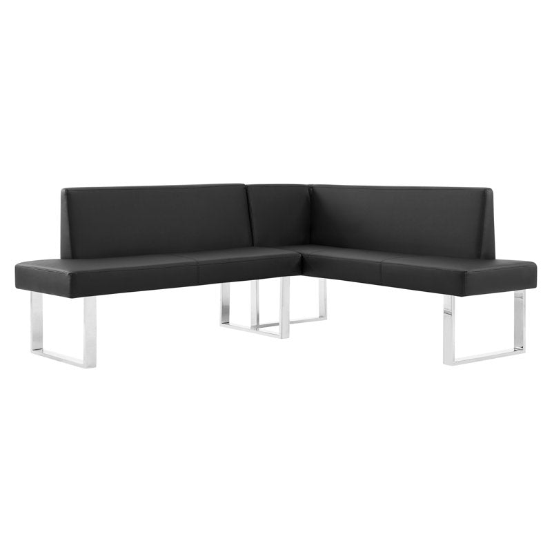 Amanda Corner Sofa - Faux Leather Upholstered - Black