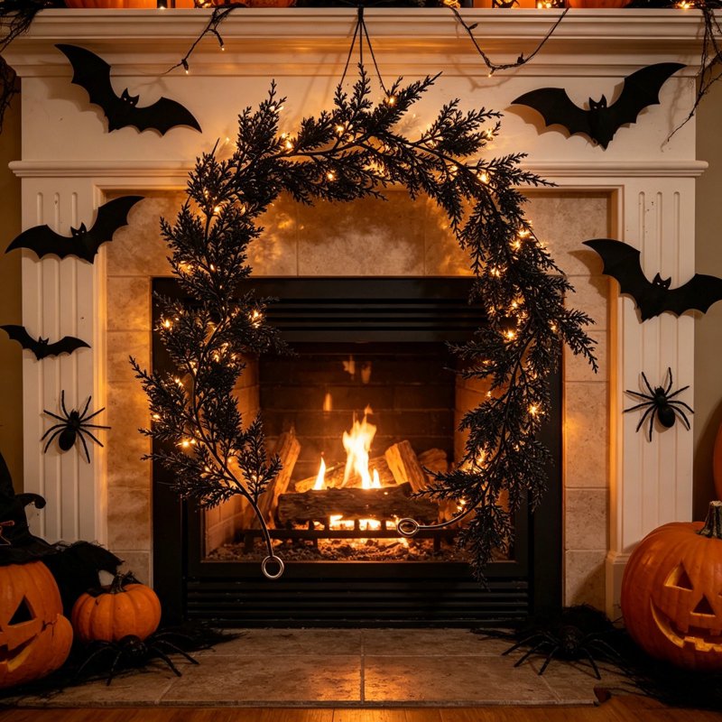 Black Rattan Garland Vines - 70.87in Faux Pine Needle Twig Decor for Holiday & Home
