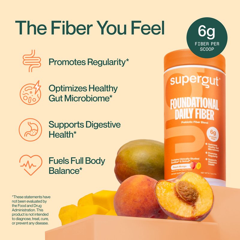 Foundational Daily Fiber Peach Mango Blend for Digestive Health - 6.1 oz