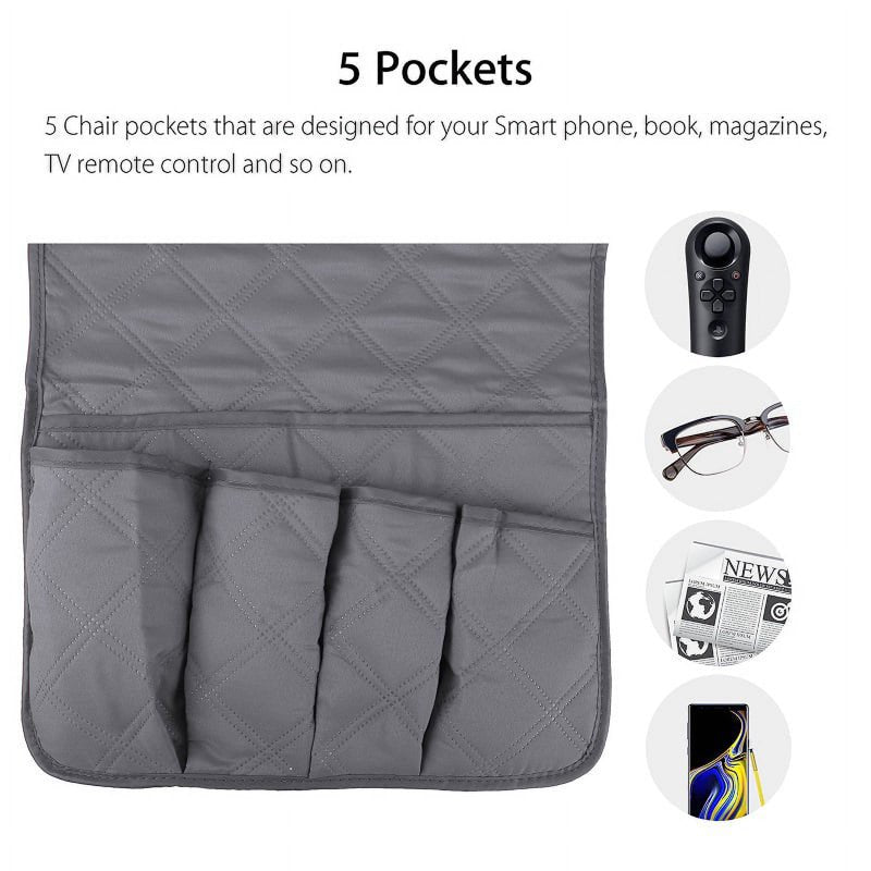 KUNGUGU 5-Pockets Armrest Organizer for Recliner - Black (Variation of THIS listing)