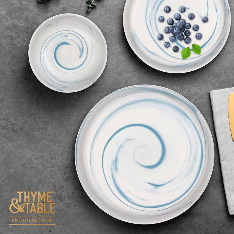 Blue Marble 12-Piece Ceramic Dinnerware Set - 2 Pack
