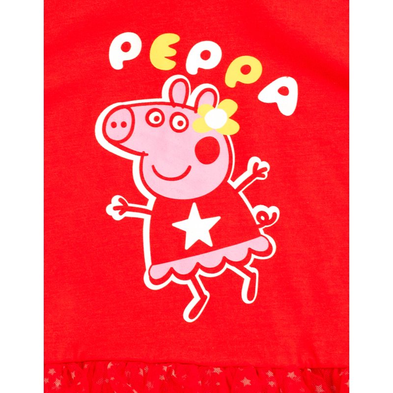 Peppa Pig Toddler Girl Hooded Cosplay T-Shirt - Red Pink 6