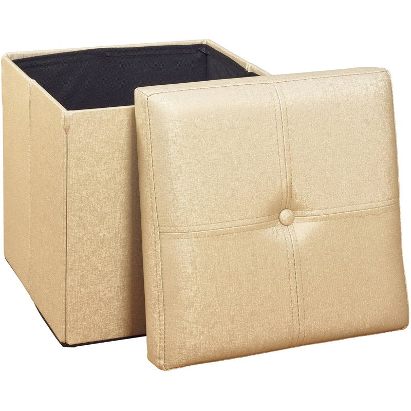 Faux Leather Folding Storage Ottoman Cube - Multiple Colors