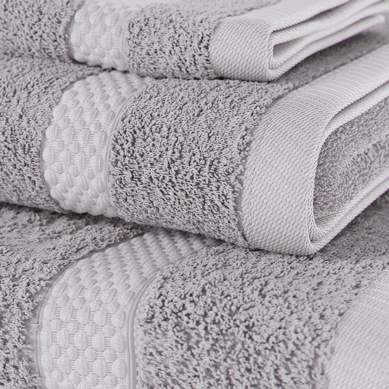 Beautiful by Drew Barrymore 6-Piece Dobby Bath Towel Set - Porcini Taupe, 100% Cotton
