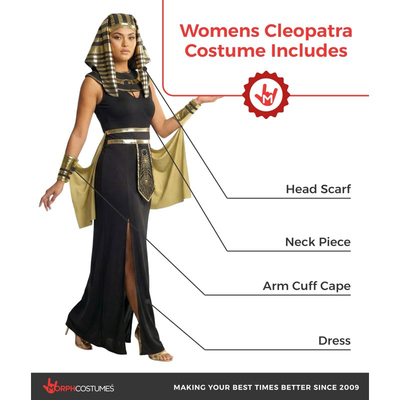 Women Cleopatra Costume XS Halloween Dress with Accessories - Egyptian Queen
