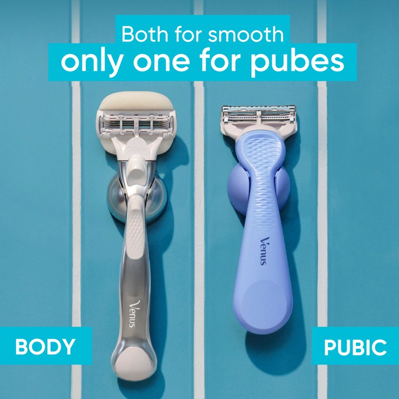 Pubic Hair & Skin Razor for Women - Ergonomic Handle with 2 Blade Refills