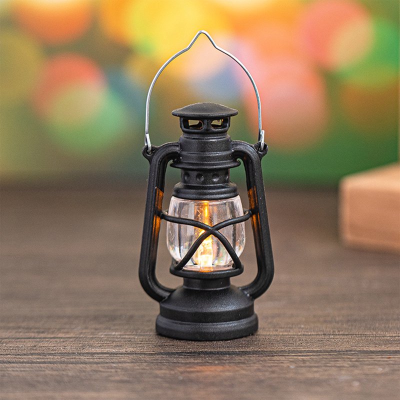 Openpig Vintage LED Hurricane Lantern - Black Outdoor Hanging Camping Lamp