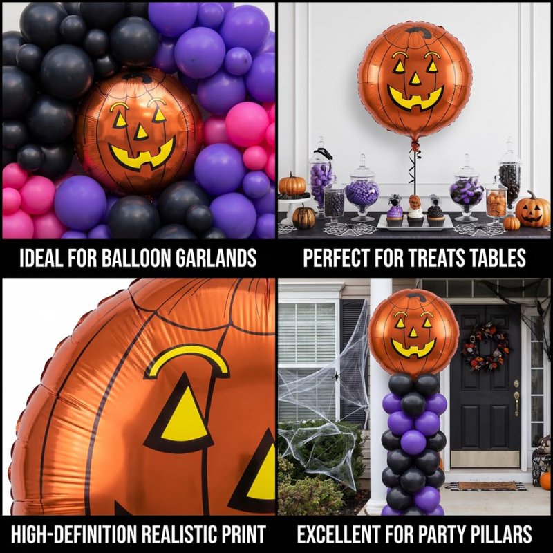 Halloween Jack-O-Lantern Mylar Balloon - 34 Inch Party Decoration - Pkg of 1 - Variation of Pkg of 1, Jack-o-Lantern