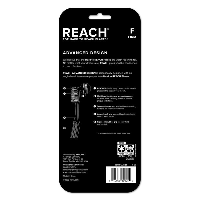 REACH Advanced Design Angled Neck Toothbrush - 6 Count